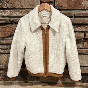 Lovers & Friends x Revolve Simone Faux Fur Ivory Sherpa Bomber Jacket